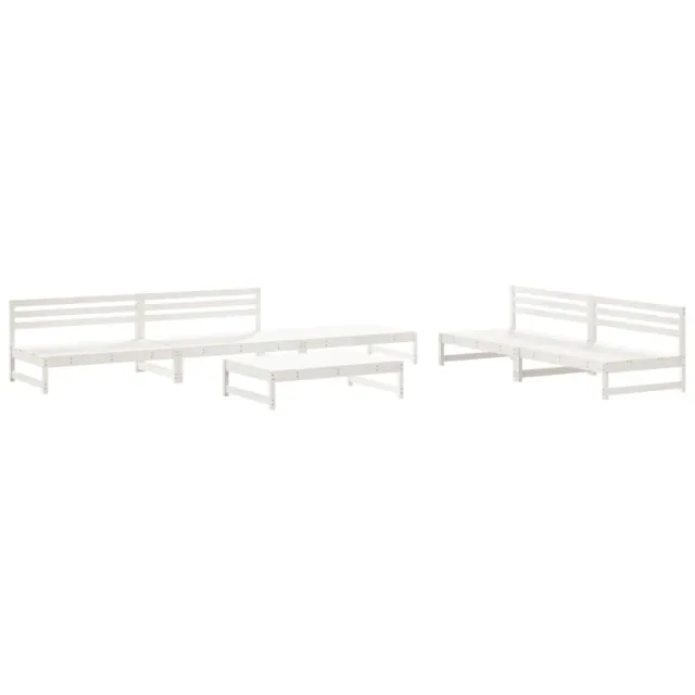 Salon de jardin 6 pcs Blanc Bois de pin massif