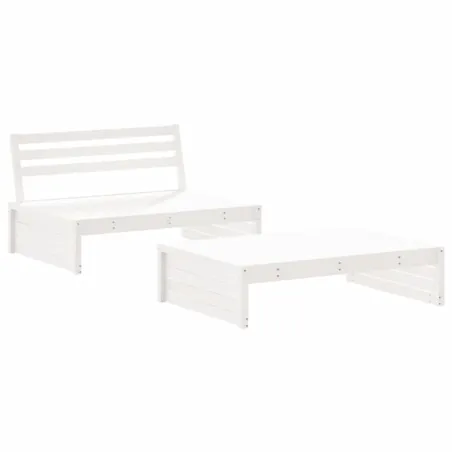 Salon de jardin 2 pcs blanc bois de pin massif