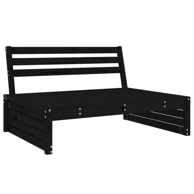 Salon de jardin 2 pcs noir bois massif de pin