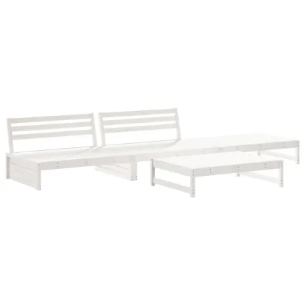 Salon de jardin 4 pcs blanc bois de pin massif 2