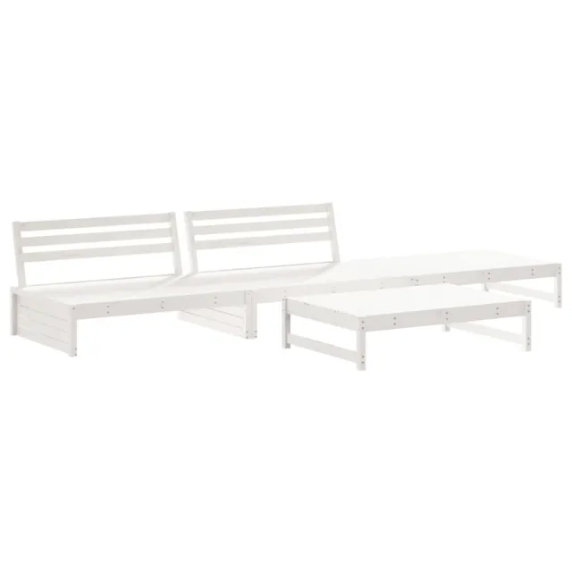 Salon de jardin 4 pcs blanc bois de pin massif