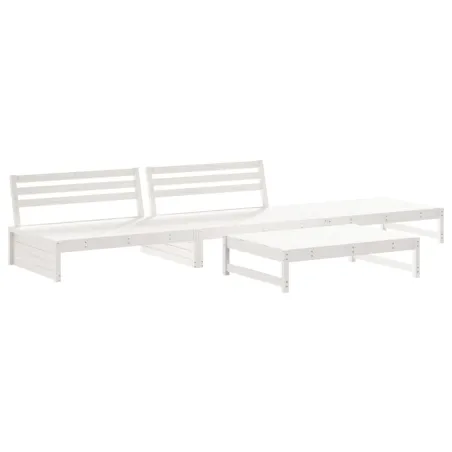 Salon de jardin 4 pcs blanc bois de pin massif