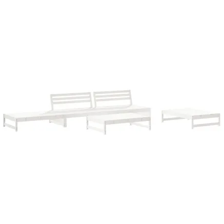 Salon de jardin 6 pcs Blanc Bois de pin massif 2