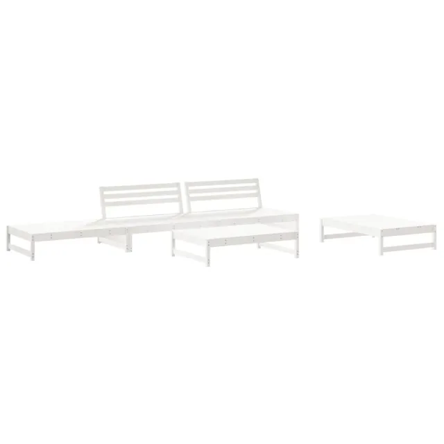 Salon de jardin 6 pcs Blanc Bois de pin massif