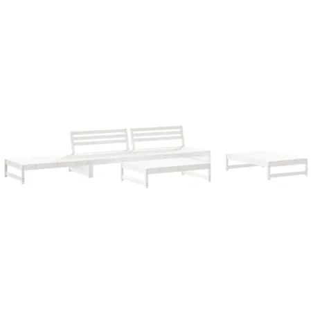 Salon de jardin 6 pcs Blanc Bois de pin massif