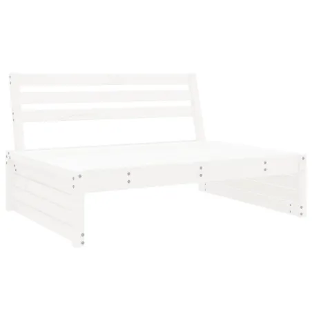 Salon de jardin 6 pcs Blanc Bois de pin massif