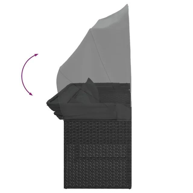 Salon de jardin 4 pcs avec coussins noir résine tressée