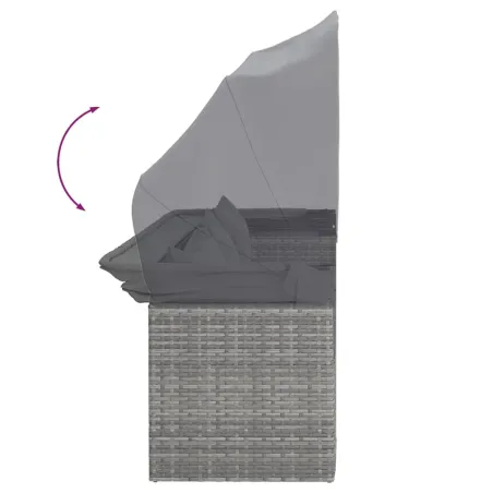 Salon de jardin 4 pcs avec coussins gris résine tressée