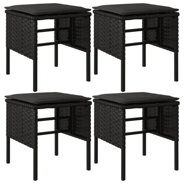 Ensemble à manger de jardin coussins 6pcs noir résine tressée
