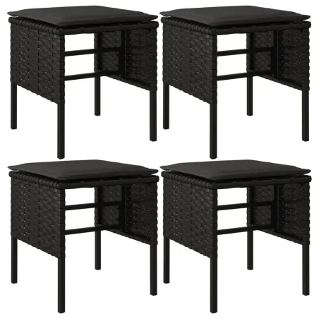 Ensemble à manger de jardin coussins 6pcs noir résine tressée