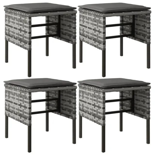 Ensemble à manger jardin 6pcs et coussins gris résine tressée