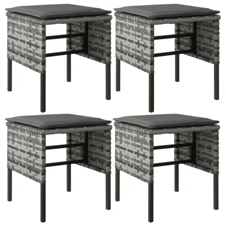 Ensemble à manger jardin 6pcs et coussins gris résine tressée