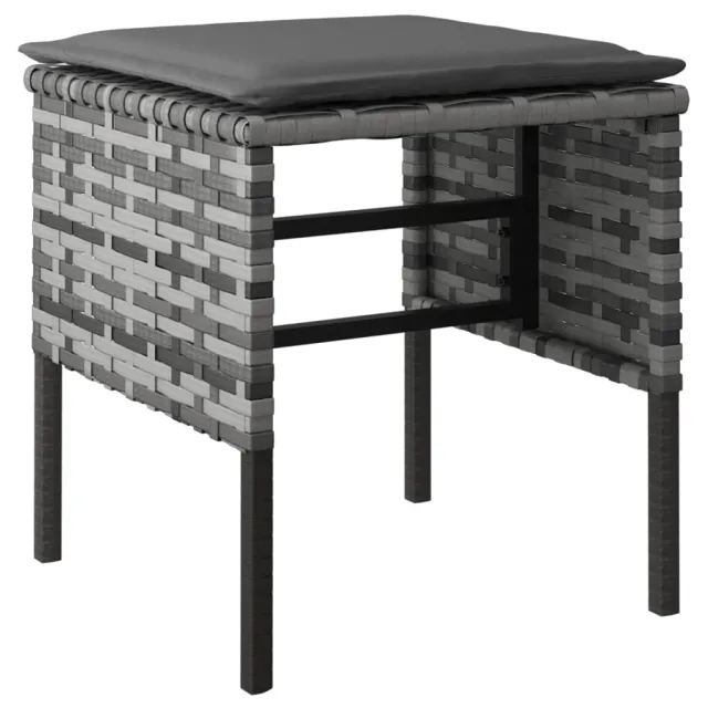 Ensemble à manger jardin 6pcs et coussins gris résine tressée