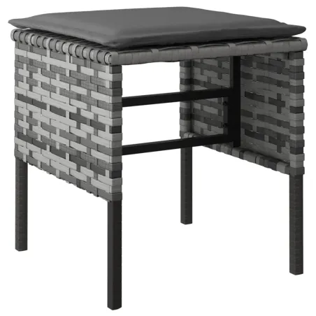 Ensemble à manger jardin 6pcs et coussins gris résine tressée