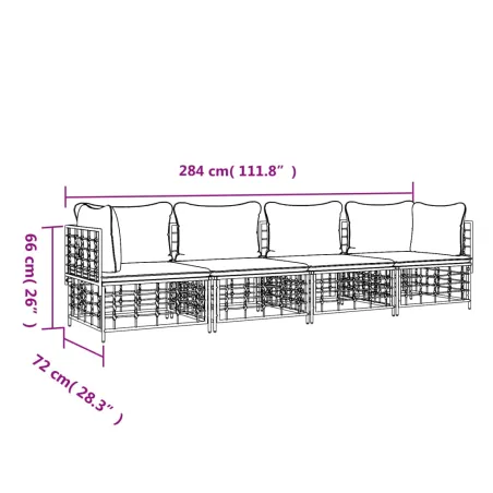 Salon de jardin 4 pcs avec coussins anthracite résine tressée