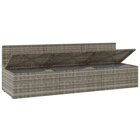 Canapé de jardin 3 places avec coussins Gris Résine tressée