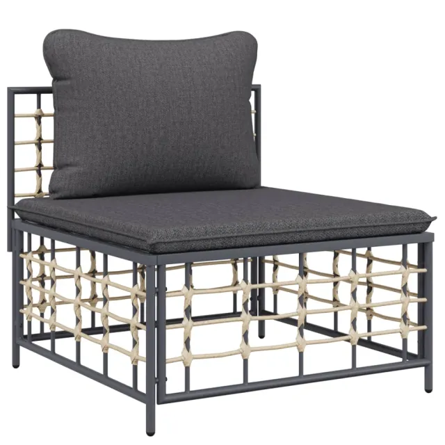 Salon de jardin 6 pcs avec coussins anthracite résine tressée