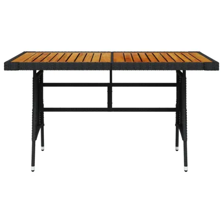 Table de jardin Noir 130x70x72 cm Résine tressée et acacia 2