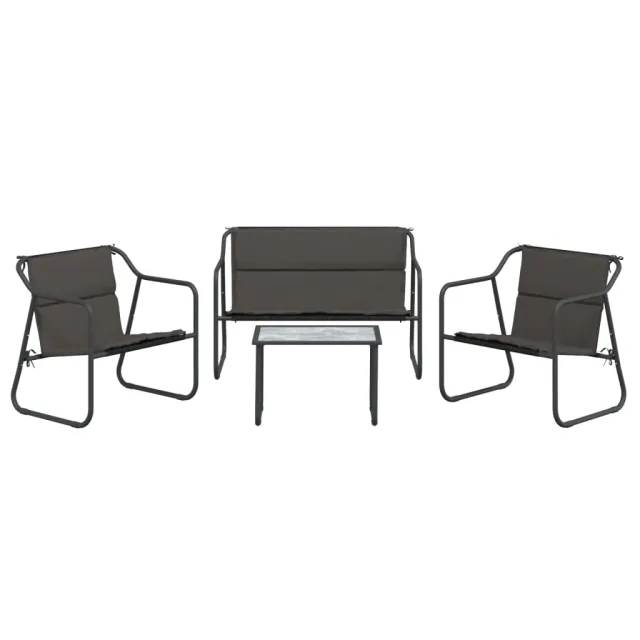 Salon de jardin avec coussins 4 pcs anthracite acier