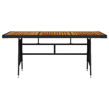 Table de jardin Noir 160x70x72 cm Résine tressée et acacia 2