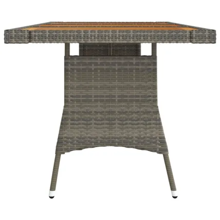 Table de jardin Gris 160x70x72 cm Résine tressée et acacia