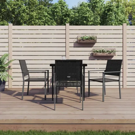 Ensemble à manger de jardin 5 pcs résine tressée acier