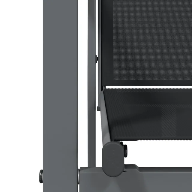 Ensemble à manger de jardin 3 pcs noir textilène et acier