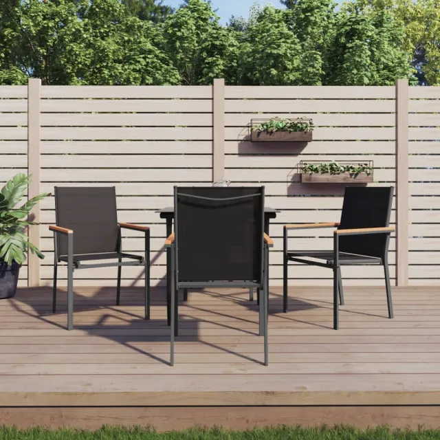 Ensemble à manger de jardin 5 pcs noir textilène et acier