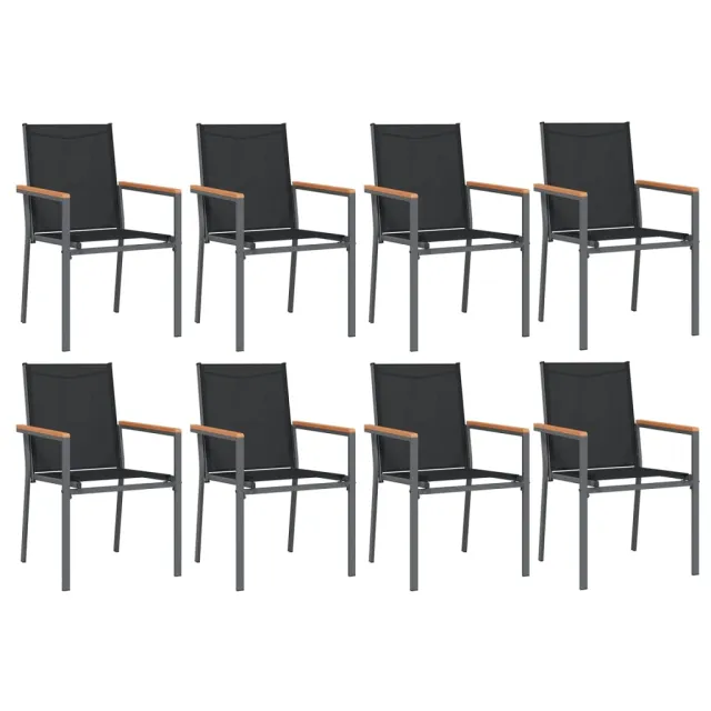 Ensemble à manger de jardin 9 pcs noir textilène et acier