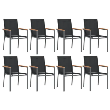 Ensemble à manger de jardin 9 pcs noir textilène et acier