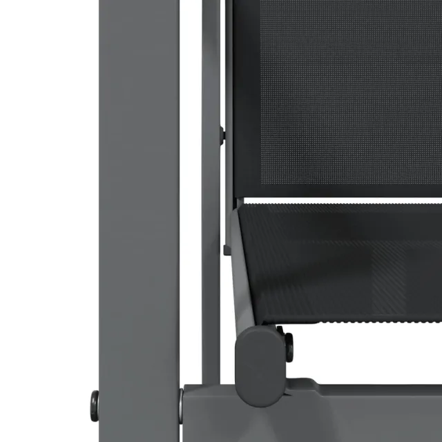 Ensemble à manger de jardin 3 pcs noir textilène et acier