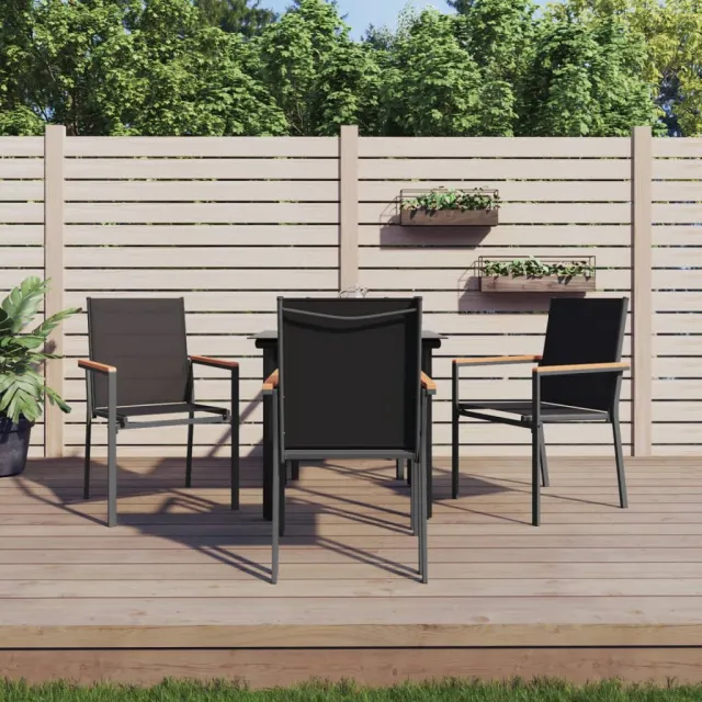 Ensemble à manger de jardin 5 pcs noir textilène et acier