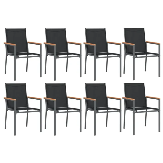 Ensemble à manger de jardin 9 pcs noir textilène et acier