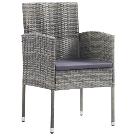 Chaises de jardin coussins gris foncé 2 pcs résine tressée 2
