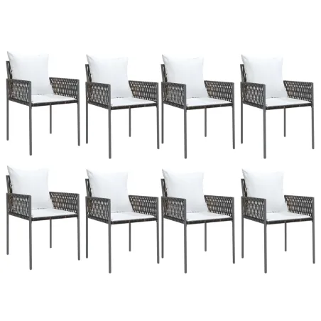 Ensemble à manger de jardin 9 pcs coussins résine tressée acier