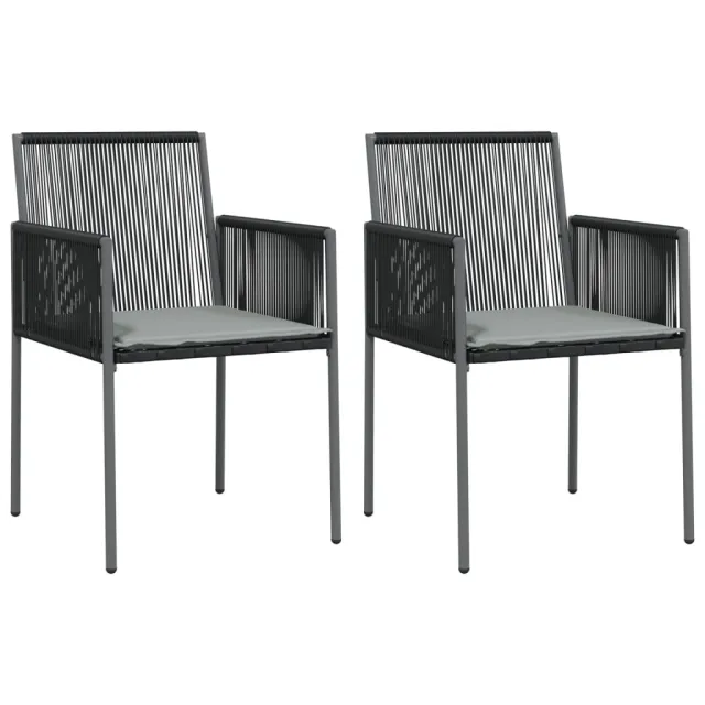 Ensemble à manger de jardin coussins 3 pcs noir rotin et acier