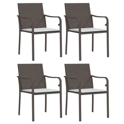 Chaises de jardin et coussins lot de 4 marron 56x59x84 cm rotin 2