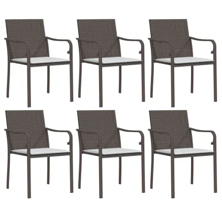 Chaises de jardin et coussins lot de 6 marron 56x59x84 cm rotin 2