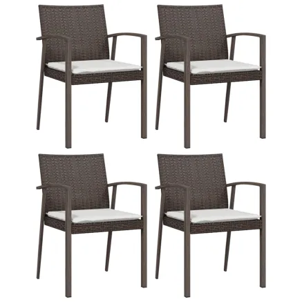 Chaises de jardin coussins lot de 4 marron 56,5x57x83 cm rotin 2