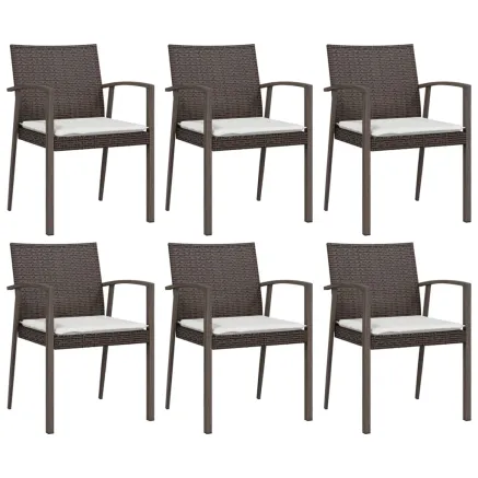 Chaises de jardin coussins lot de 6 marron 56,5x57x83 cm rotin 2