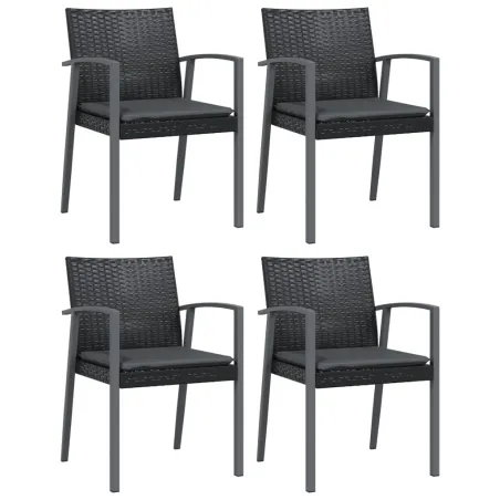 Chaises de jardin et coussins lot de 4 noir 56,5x57x83 cm rotin