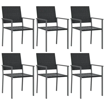 Chaises de jardin lot de 6 noir 54x62,5x89 cm résine tressée 2