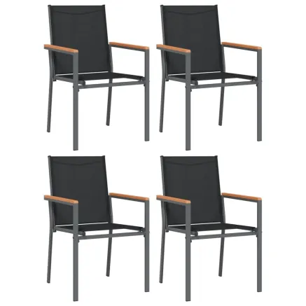 Chaises de jardin lot de 4 noir 55x61,5x90cm textilène et acier 2