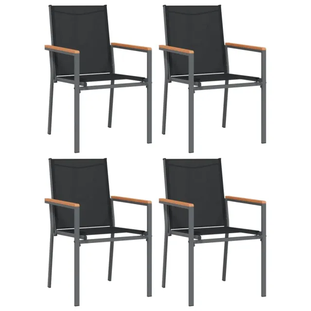 Chaises de jardin lot de 4 noir 55x61,5x90cm textilène et acier