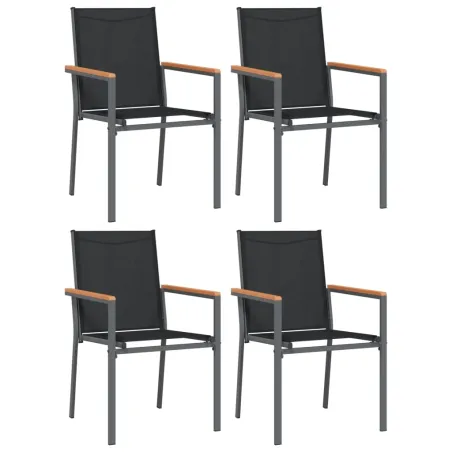 Chaises de jardin lot de 4 noir 55x61,5x90cm textilène et acier