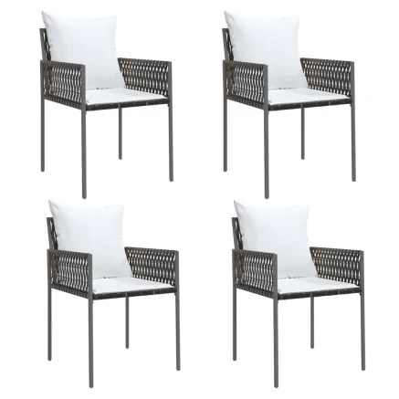 Chaises de jardin et coussins lot de 4 marron 54x61x83 cm rotin 2