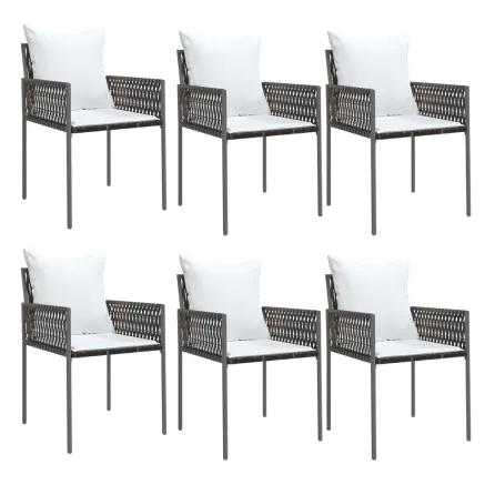 Chaises de jardin et coussins lot de 6 marron 54x61x83 cm rotin 2