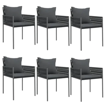 Chaises de jardin avec coussins lot de 6 noir 54x61x83 cm rotin 2
