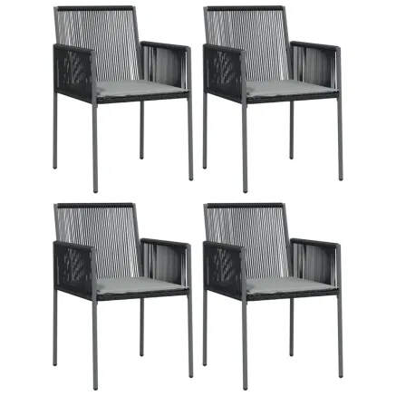 Chaises de jardin et coussins lot de 4 noir 54x60,5x83,5 cm 2