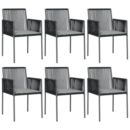 Chaises de jardin et coussins lot de 6 noir 54x60,5x83,5 cm 2